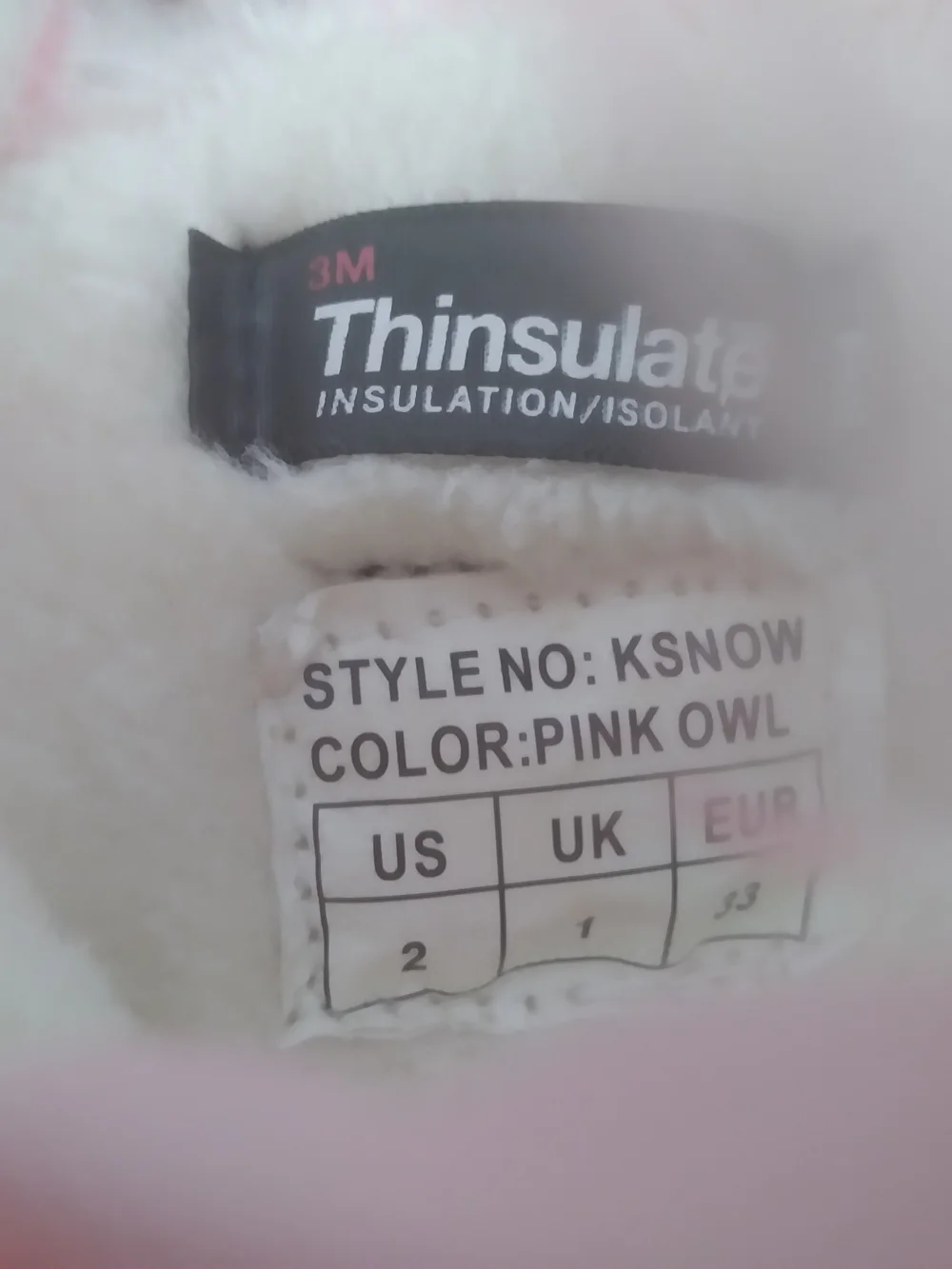 3M Thinsulate Pink Owl Kids WinterSnow Rain Boots with Faux Fur Trim